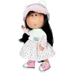 Muñeca Nines d'Onil 30 cm - Mia asiática con vestido de lunares y gorro