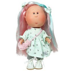 Muñeca Nines d'Onil 30 cm - Mia con pelo rosa y mechas azules con vestido estrellas