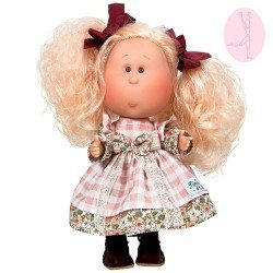 Muñeca Nines d'Onil 30 cm - Mia ARTICULADA - con pelo rosa y vestido de cuadros