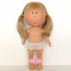 Muñeca Nines d'Onil 30 cm - Mia rubia con pelo liso, flequillo y coletas - Sin ropa