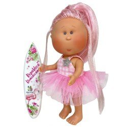 Muñeca Nines d'Onil 30 cm - Mia summer con pelo rosa y vestido vichy-tul rosa