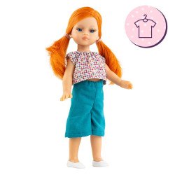 Ropa para muñecas Paola Reina 21 cm - Las Miniamigas - Sandra - Camiseta de colores y pantalones turquesa
