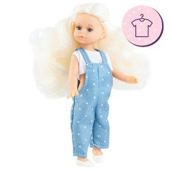 Ropa para muñecas Paola Reina 21 cm - Las Miniamigas - Noelia - Pichi vaquero con lunares y top blanco