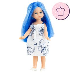 Ropa para muñecas Paola Reina 21 cm - Las Miniamigas - Valeria - Vestido blanco de mariposas