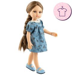Ropa para muñecas Paola Reina 32 cm - Las Amigas - Laura - Vestido azul con flores naranjas