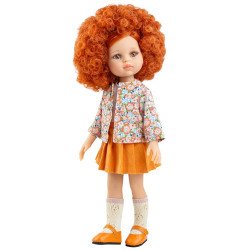 Muñeca Paola Reina 32 cm - Las Amigas - Cristi con chaqueta floral y falda naranja