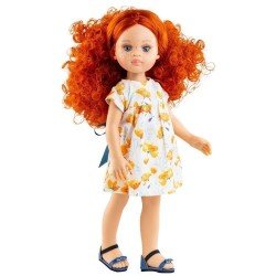 Muñeca Paola Reina 32 cm - Las Amigas - Virgi con vestido de flores naranjas
