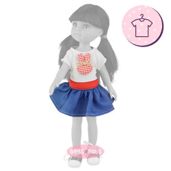 Ropa para muñecas Paola Reina 32 cm - Las Amigas - Caya - Camiseta de conejito y falda vaquera