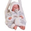 Antonio Juan doll 42 cm - Newborn baby Lea with sheepskin baby carrier bag