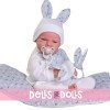 Antonio Juan doll 42 cm - Special Weight - Newborn Leo bunny with cushion bed