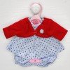Outfit for Antonio Juan doll 26-27 cm - Blue circles dress with red jacket