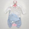 Outfit for Antonio Juan doll 33-34 cm - Bodysuit with leggings and light blue hat
