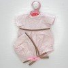Outfit for Antonio Juan doll 33-34 cm - Pink-brown dotted romper suit with bonnet
