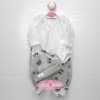 Outfit for Antonio Juan doll 40-42 cm - White bodysuit with leggings and gray teddy bear hat