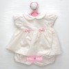 Outfit for Antonio Juan doll 40-42 cm - Beige dress with pink dots