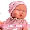 Así doll 43 cm - María with pink knitted bodysuit and hat with beige blanket