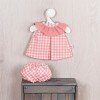 Outfit for Así doll 36 cm - Pink checkered dress with pololo and pink chiffon collar for Guille doll