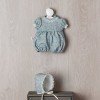 Outfit for Así doll 36 cm - Blue romper suit with flower and beige tulle for Koke doll