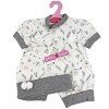 Outfit for Antonio Juan doll 40-42 cm - White and grey printed romper with hat