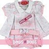 Outfit for Antonio Juan doll 40-42 cm - Pink and white printed dress with headband