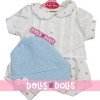 Outfit for Antonio Juan doll 40-42 cm - White outfit with blue and beige dots and hat
