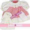Outfit for Antonio Juan doll 26-27 cm - White and pink polka dot dress with hat