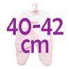 Outfit for Antonio Juan doll 40-42 cm - White long sleeved bodysuit with leggings and pink hat