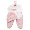 Outfit for Antonio Juan doll 40-42 cm - White long sleeved bodysuit with leggings and pink hat