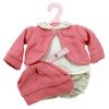 Outfit for Antonio Juan doll 33-34 cm - Flower printed outfit with pink jacket, hat and blanket.