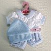 Clothes for Antonio Juan doll 40-42 cm - Light blue and white set with hexagons printed with hat