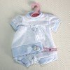 Outfit for Antonio Juan doll  - Rompers with white and blue hat and dappled 40-42 cm