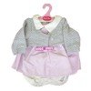 Outfit for Antonio Juan doll 40-42 cm - Dots printed dress with grey knitted jacket