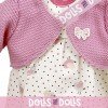 Outfit for Antonio Juan doll 33-34 cm - Birdy printed dress with fuschia jacket