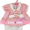 Outfit for Antonio Juan doll 40-42 cm - Pink printed outfit with dots with headband