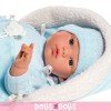 Así doll 36 cm - Koke with knitted rompers with light blue stars sleeping bag