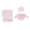 Outfit for Así doll 28 cm - Pink rompers with hat and blanket for Gordi doll