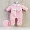 Outfit for Así doll 36 cm - Pink romper with white lace for Koke