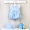 Outfit for Así doll 43 cm - Light blue romper with white dots for Pablo doll