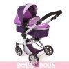 Mika pram 74,5 cm convertible to pushchair for dolls - Bayer Chic 2000 - Checkered and purple with butterfly
