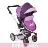 Mika pram 74,5 cm convertible to pushchair for dolls - Bayer Chic 2000 - Checkered and purple with butterfly