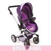 Mika pram 74,5 cm convertible to pushchair for dolls - Bayer Chic 2000 - Checkered and purple with butterfly