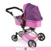 Mika pram 74,5 cm convertible to pushchair for dolls - Bayer Chic 2000 - Dots Purple Pink
