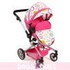 Yolo pram 75 cm convertible to pushchair for dolls - Bayer Chic 2000 - Fuchsia with a print