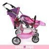 Vario twin Pushchair 79 cm for dolls - Bayer Chic 2000 - Dots Purple Pink