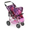 Vario twin Pushchair 79 cm for dolls - Bayer Chic 2000 - Dots Purple Pink