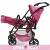 Vario twin Pushchair 79 cm for dolls - Bayer Chic 2000 - Fuschia stars
