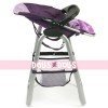Doll High Chair for dolls to 55 cm - Bayer Chic 2000 - Checkered and purple with butterfly