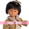 D'Nenes doll 34 cm - Marieta with flowers and squares printed dress
