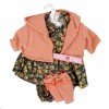 Clothes for Llorens dolls 33 cm - Flower printed outfit with salmon jacket and booties