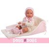 Llorens doll 35 cm - Newborn Bimba with pink changing mat 